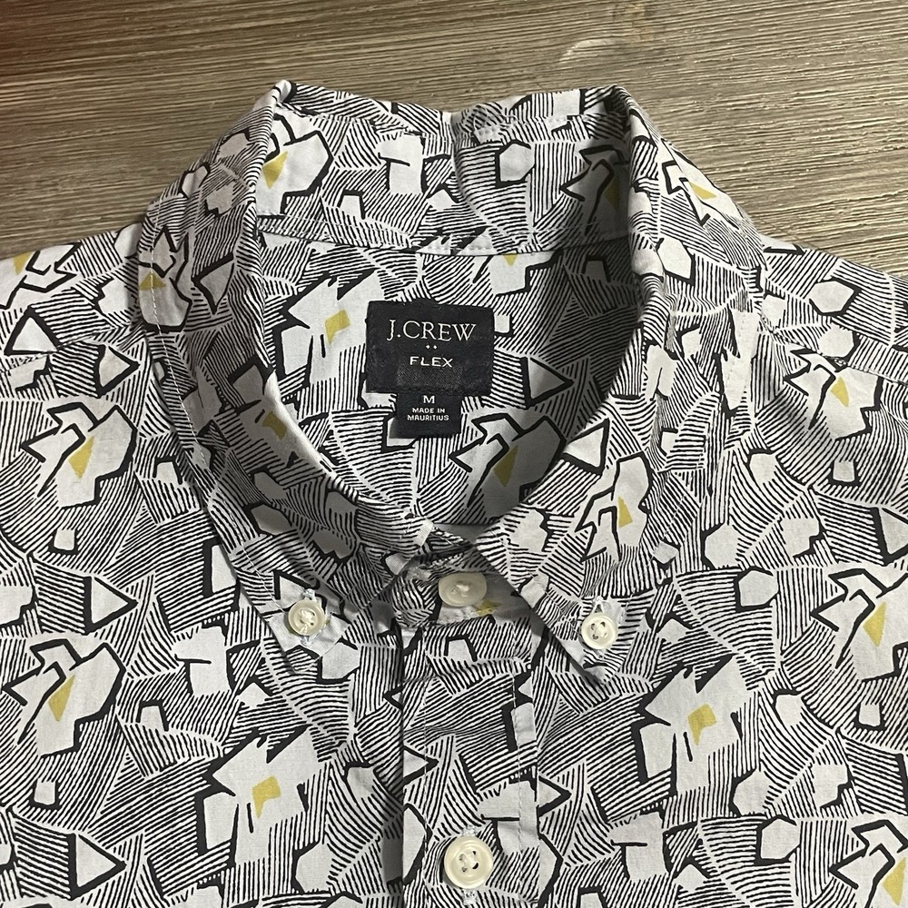 J. CREW FACTORY Mens Sz M Short-Sleeve Printed Flex Casual Button Down Shirt
